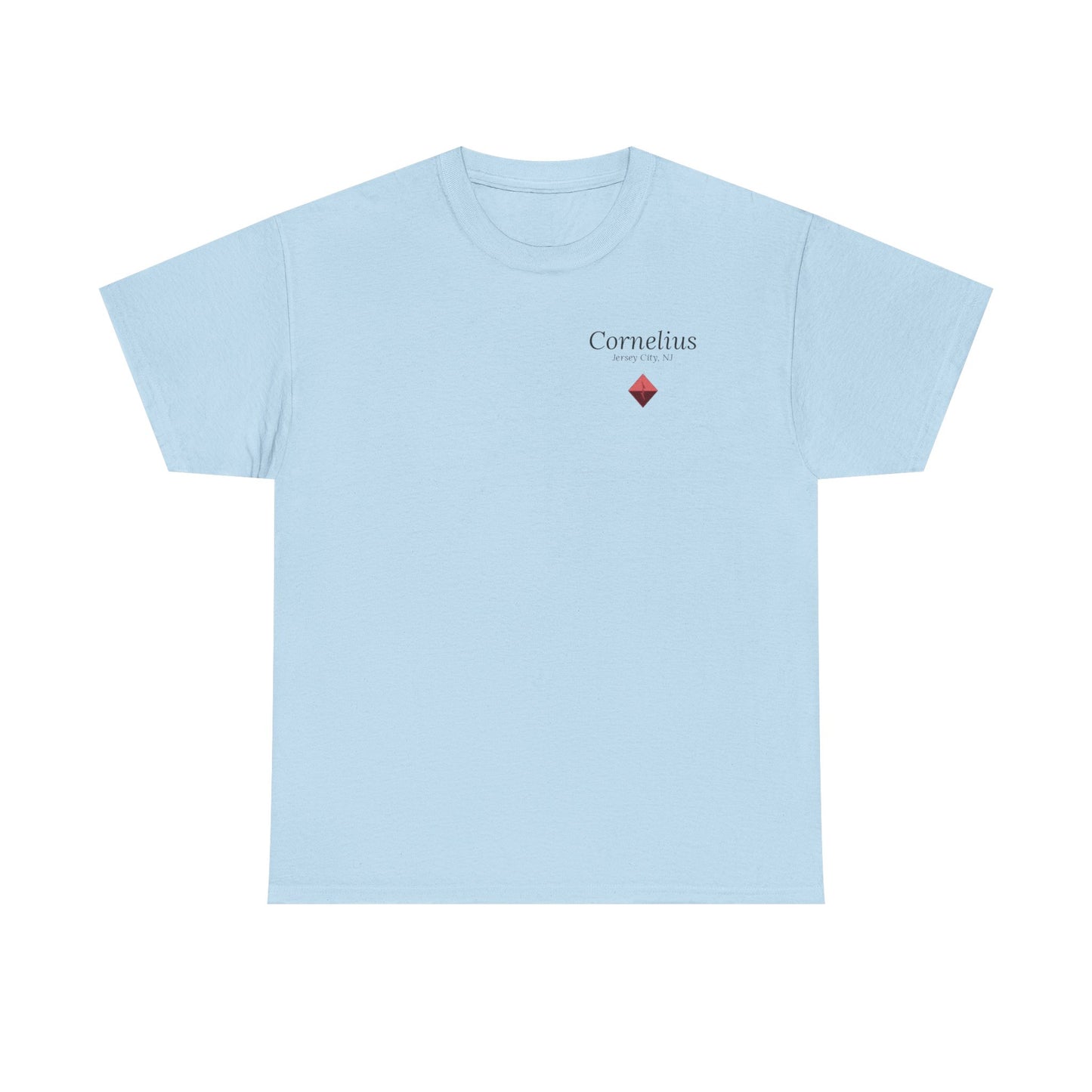 Cornelius Jersey City Logo Tee — Small Red Diamond Chest Print