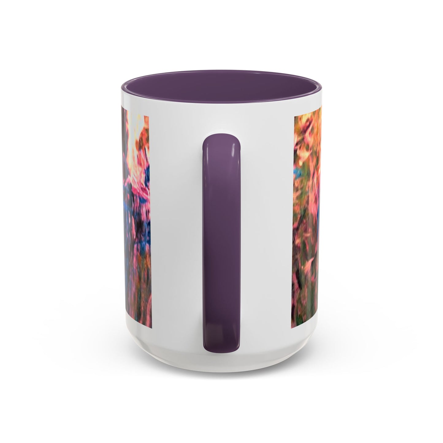 Van Vorst Park Floral Coffee Mug — Painterly Blue & Pink Accent (11/15 oz)