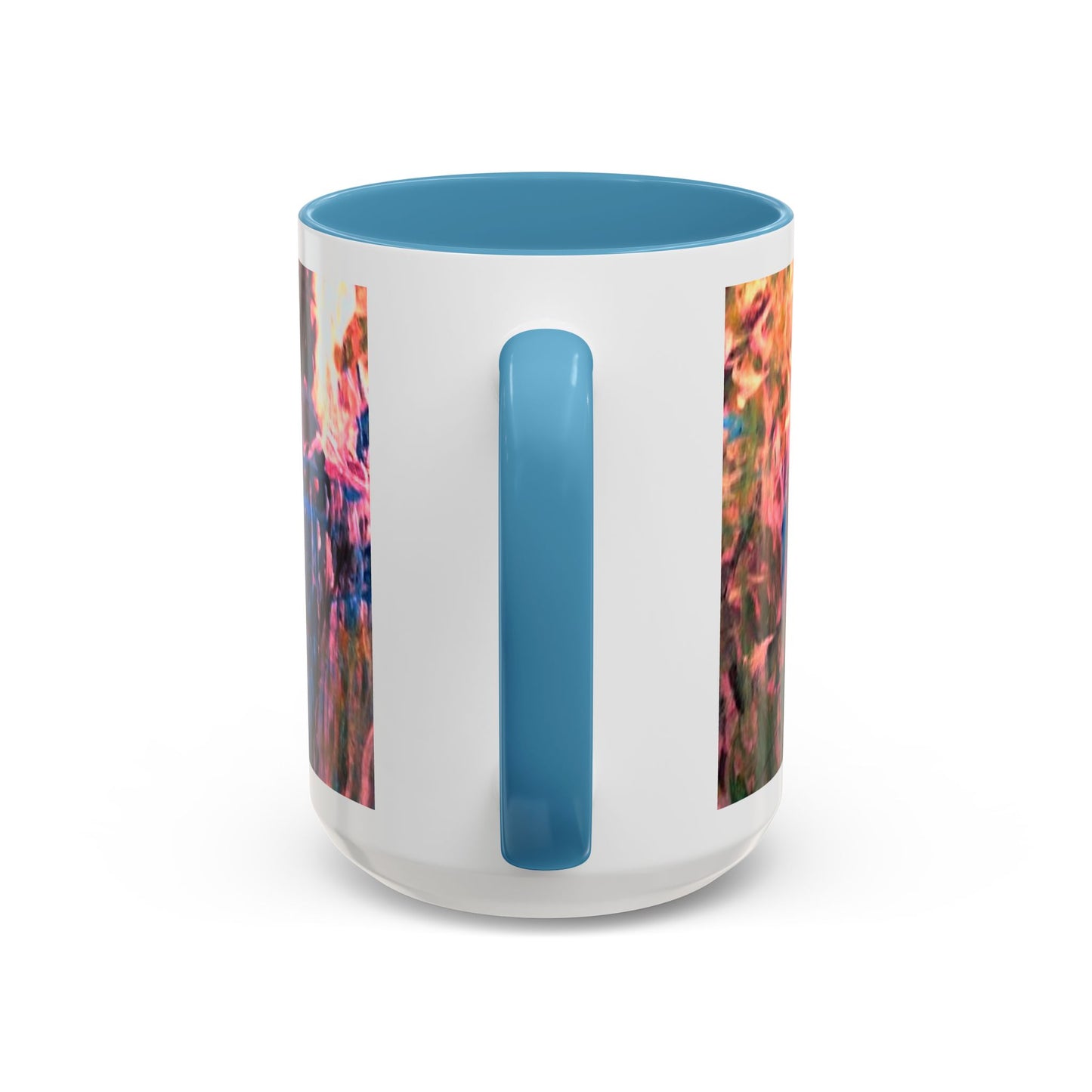 Van Vorst Park Floral Coffee Mug — Painterly Blue & Pink Accent (11/15 oz)