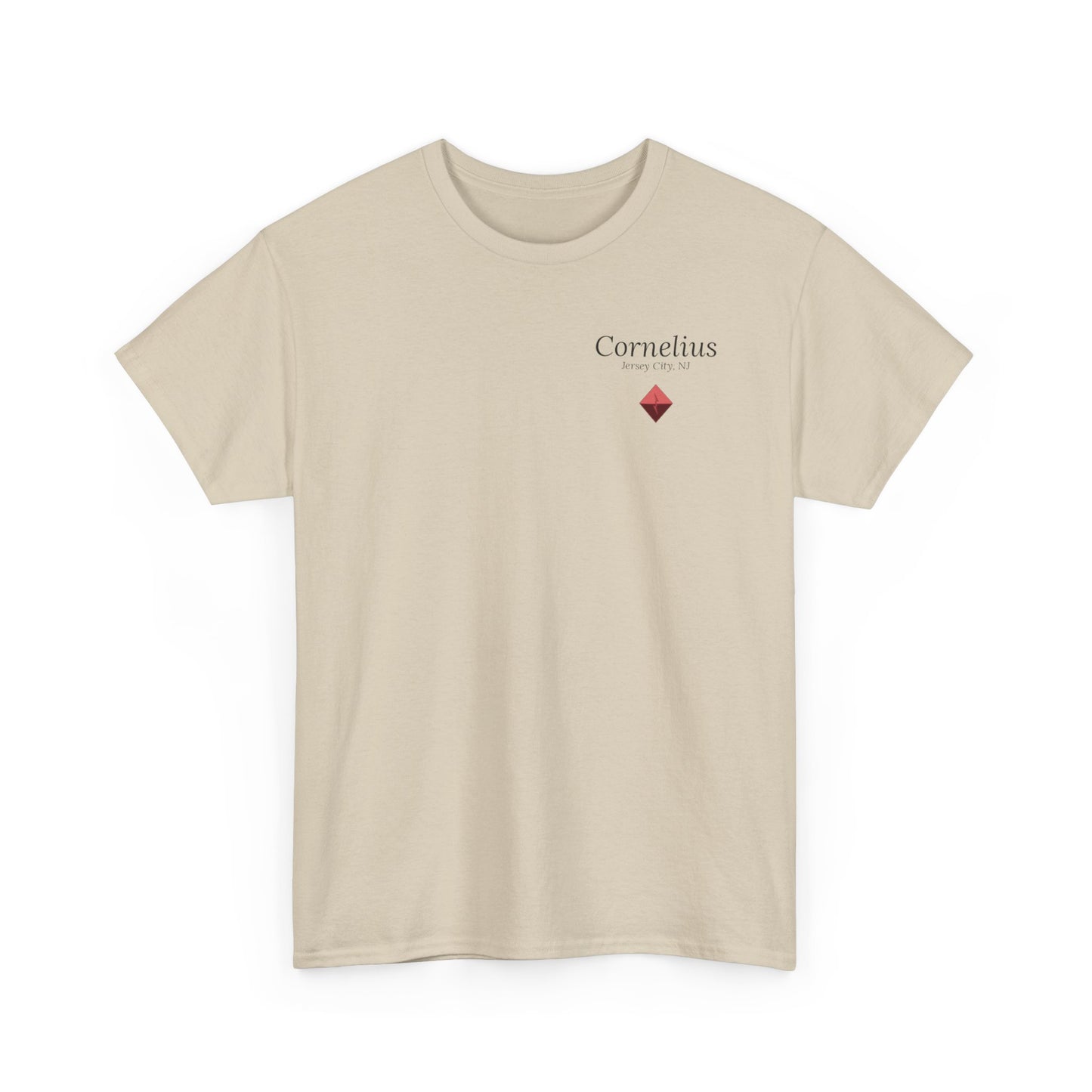 Cornelius Jersey City Logo Tee — Small Red Diamond Chest Print