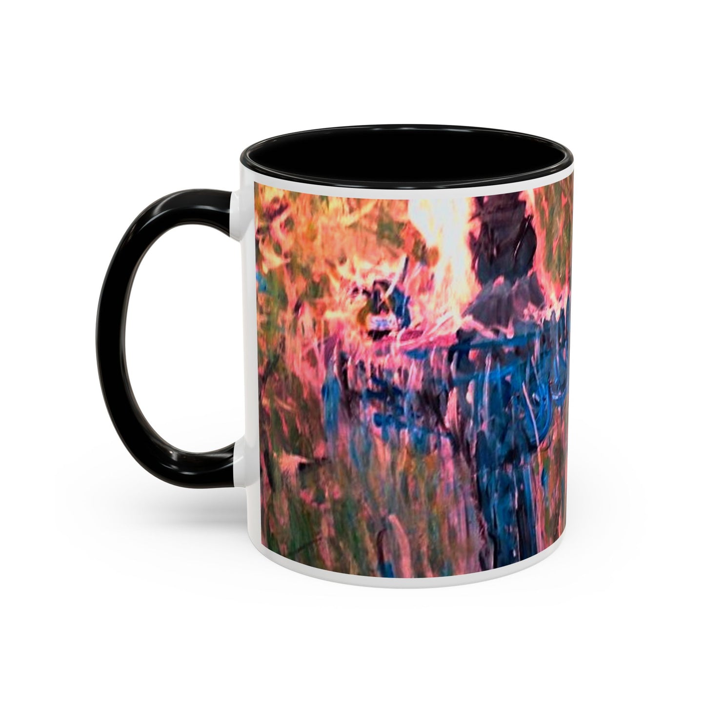 Van Vorst Park Floral Coffee Mug — Painterly Blue & Pink Accent (11/15 oz)