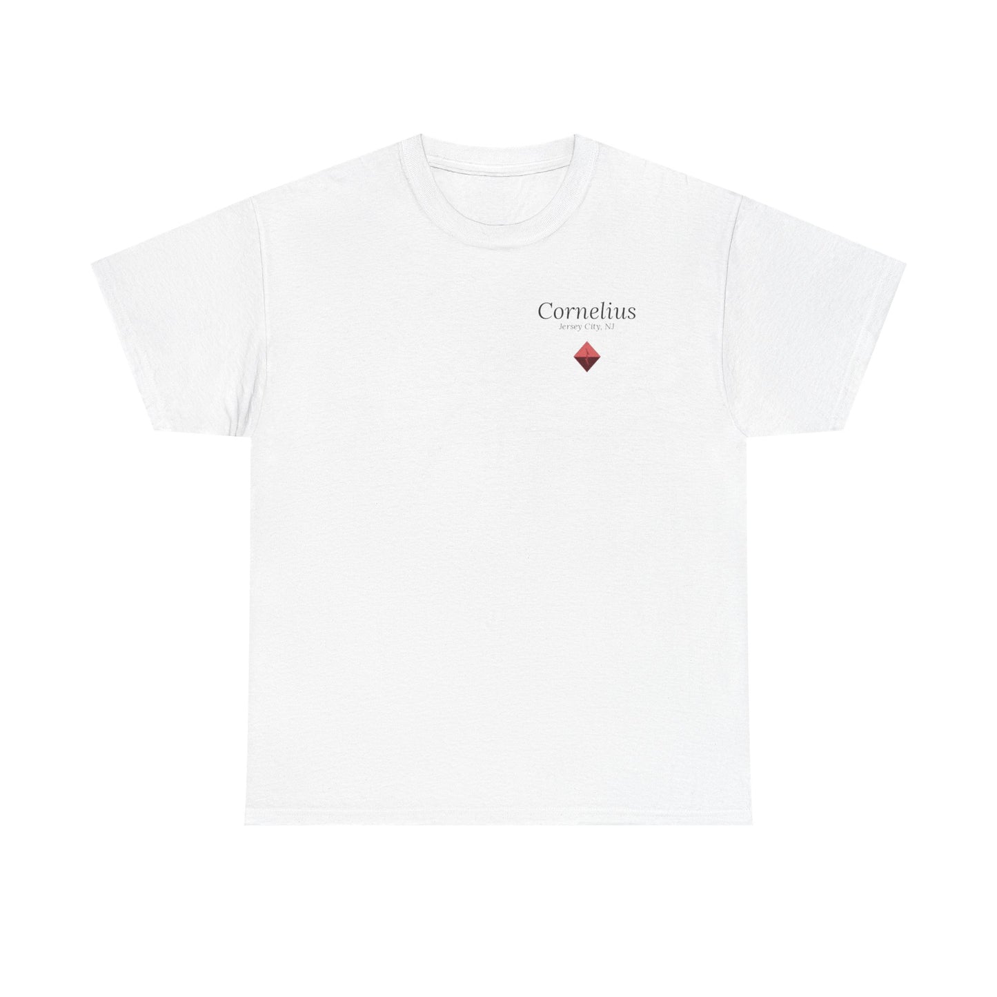Cornelius Jersey City Logo Tee — Small Red Diamond Chest Print