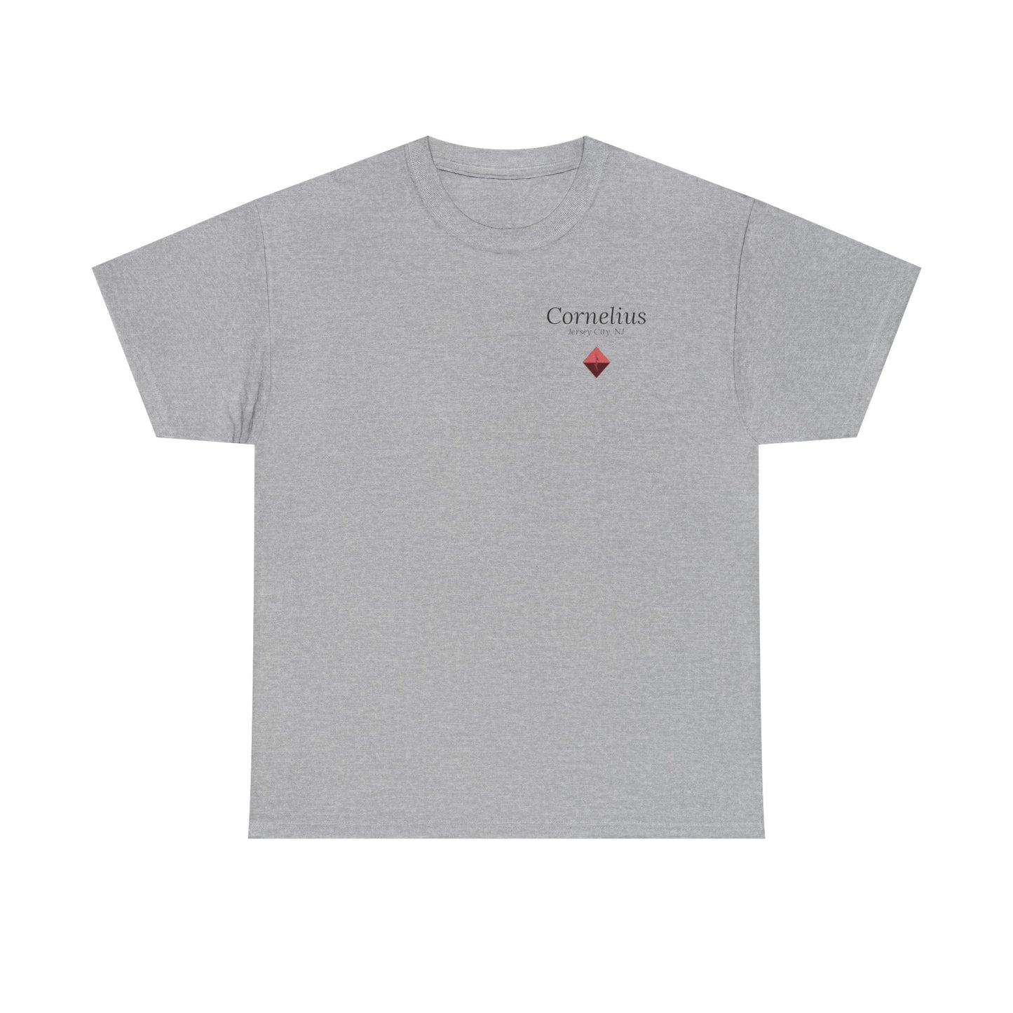 Cornelius Jersey City Logo Tee — Small Red Diamond Chest Print