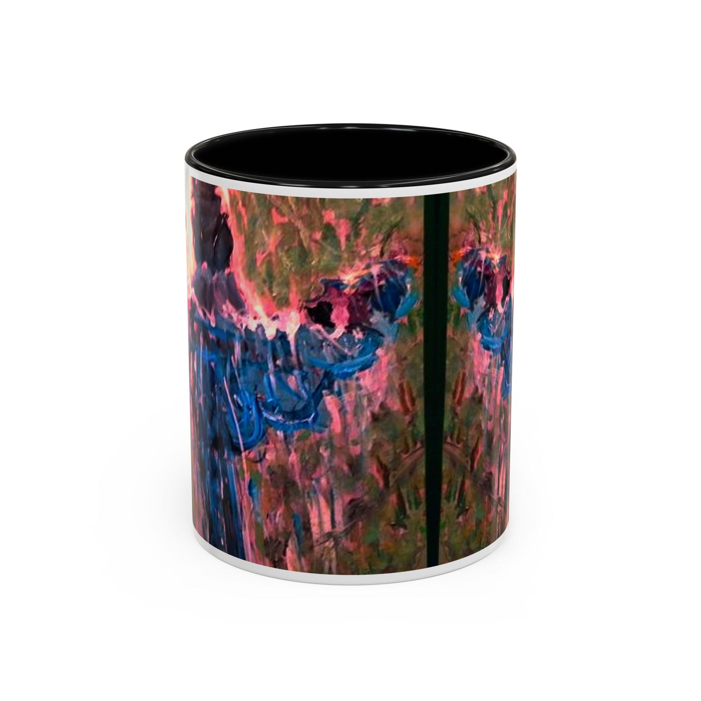 Van Vorst Park Floral Coffee Mug — Painterly Blue & Pink Accent (11/15 oz)