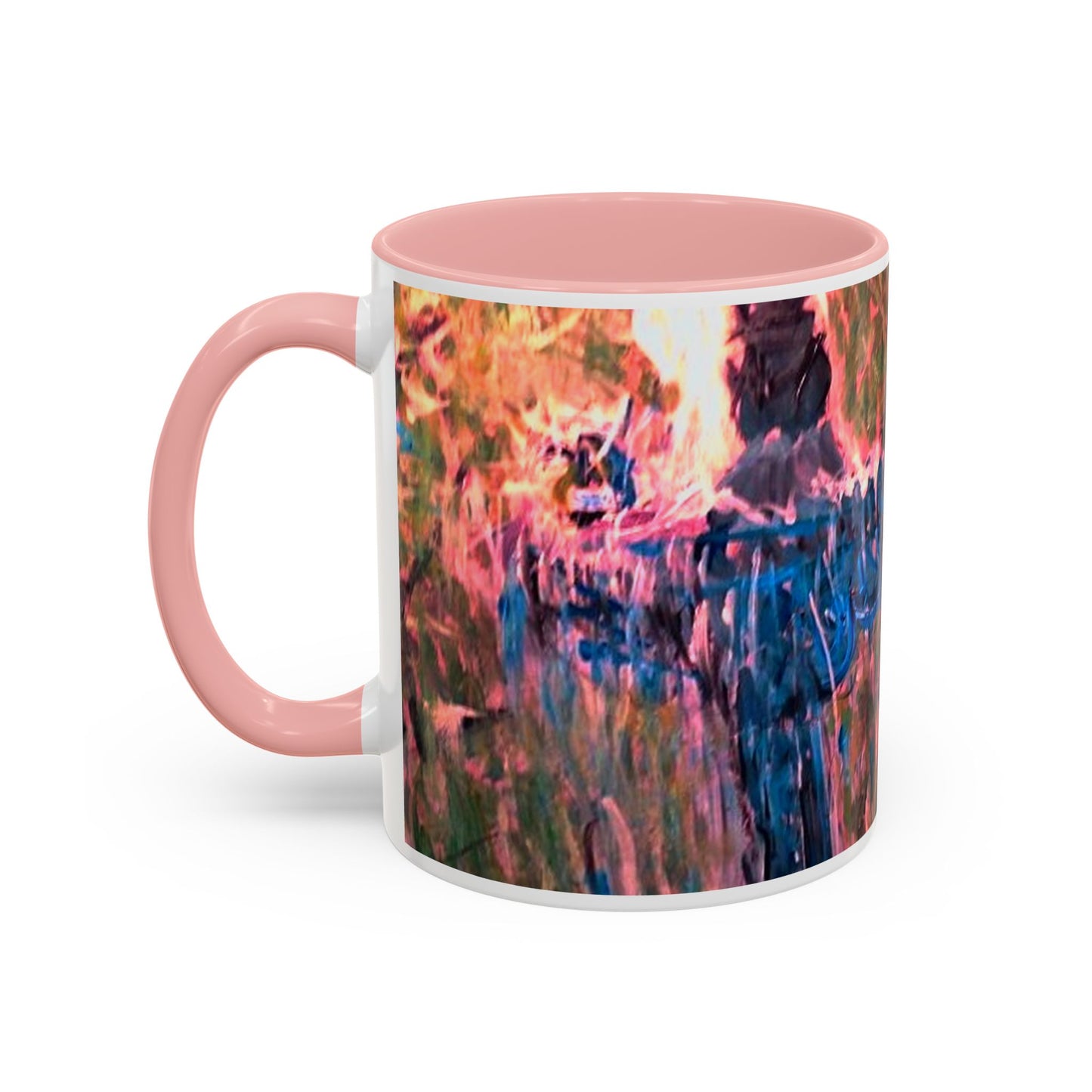 Van Vorst Park Floral Coffee Mug — Painterly Blue & Pink Accent (11/15 oz)