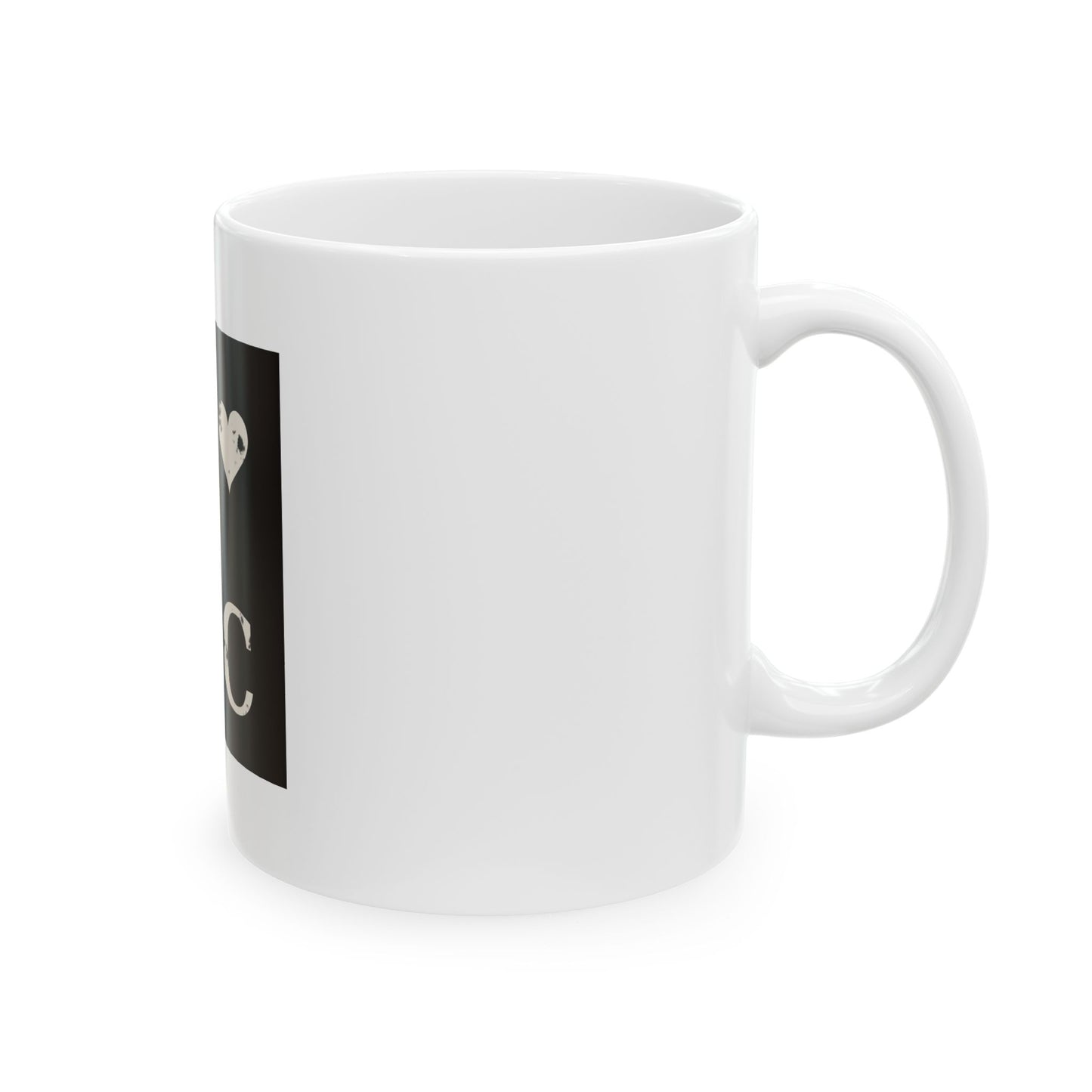 I  Love J C -  Ceramic Mug —Distressed Lettering Coffee Cup (11oz, 15oz)