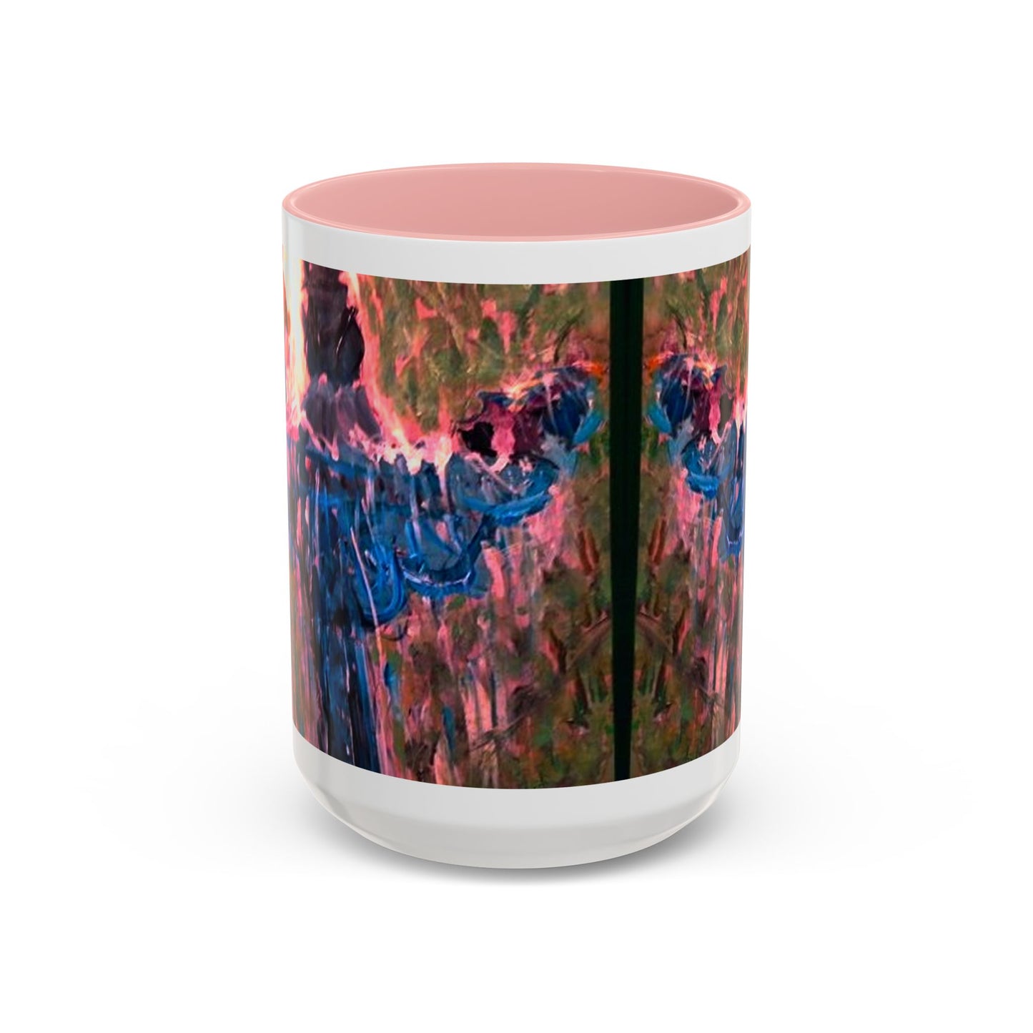 Van Vorst Park Floral Coffee Mug — Painterly Blue & Pink Accent (11/15 oz)