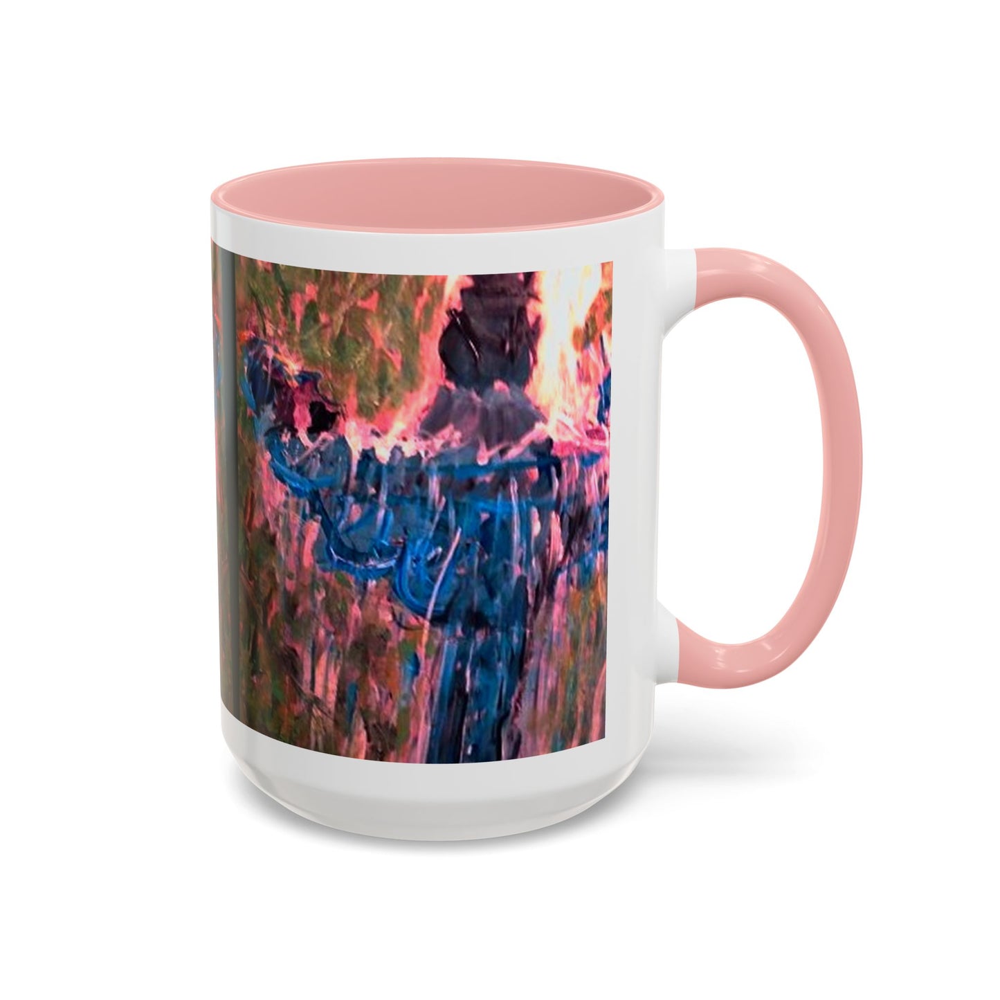Van Vorst Park Floral Coffee Mug — Painterly Blue & Pink Accent (11/15 oz)