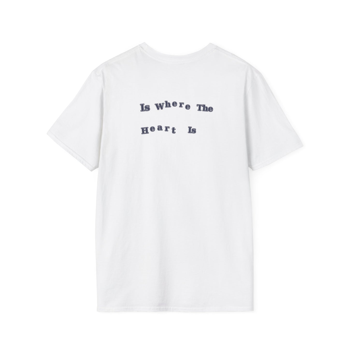 Home, Is Where The Heart Is,  Chest Tee — Minimalist 'HOME' Graphic T-Shirt