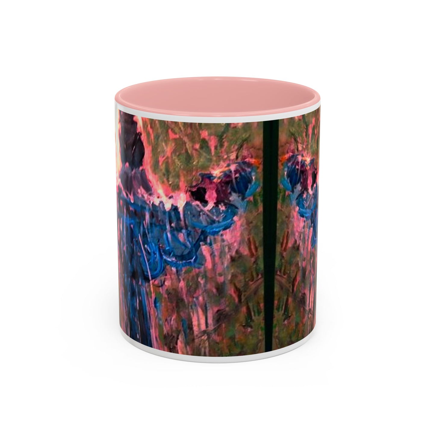 Van Vorst Park Floral Coffee Mug — Painterly Blue & Pink Accent (11/15 oz)