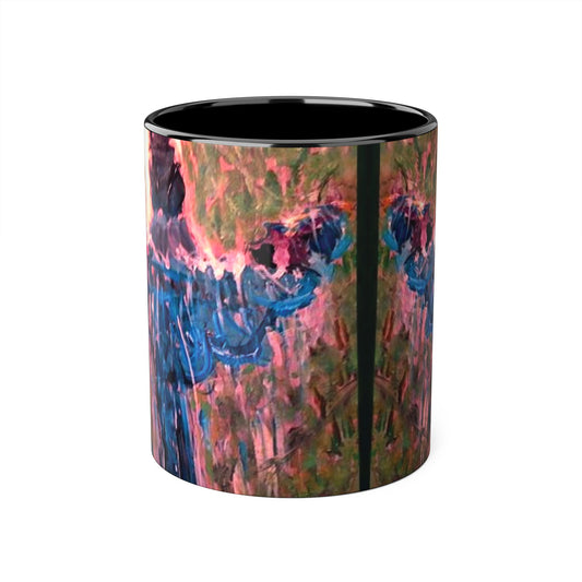 Fountain at Van Vorst Park - Abstract Colorwash Accent Mug — Vibrant Pink & Blue Art Coffee Cup (11oz)