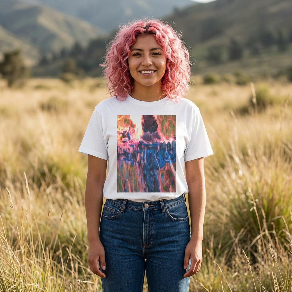 The Fountain Van Vorst Park Graphic T-Shirt- abstract, colorful tee captures the vibe of this neighborhood gem.