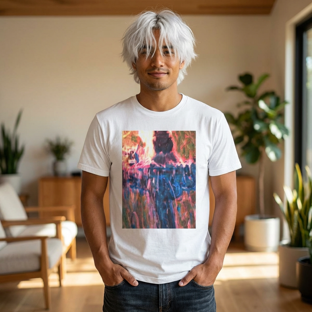 The Fountain Van Vorst Park Graphic T-Shirt- abstract, colorful tee captures the vibe of this neighborhood gem.