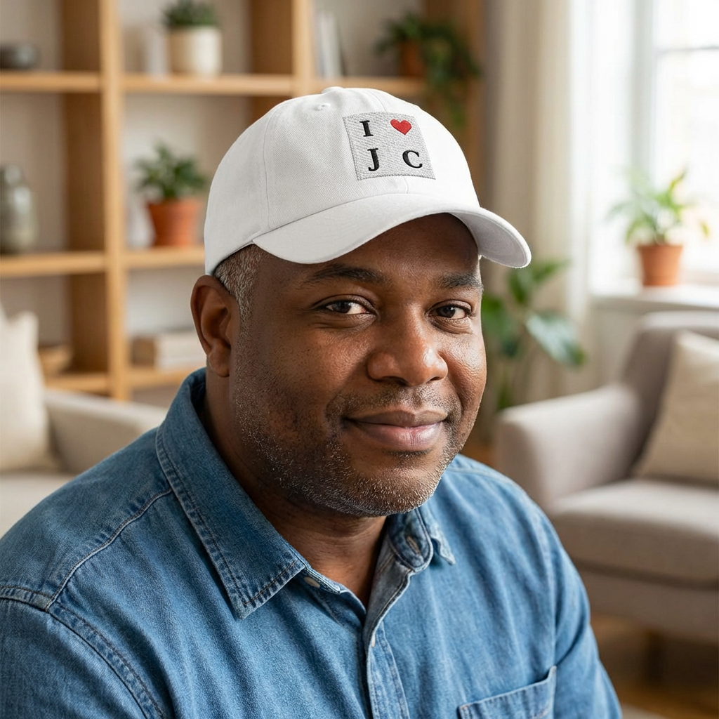 I Love J C  - White Baseball Cap — "I Heart J C" Classic Dad Cap