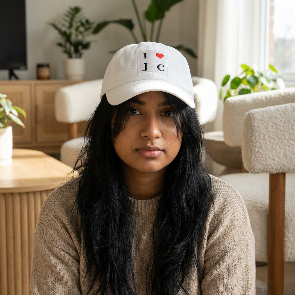 I Love J C  - White Baseball Cap — "I Heart J C" Classic Dad Cap