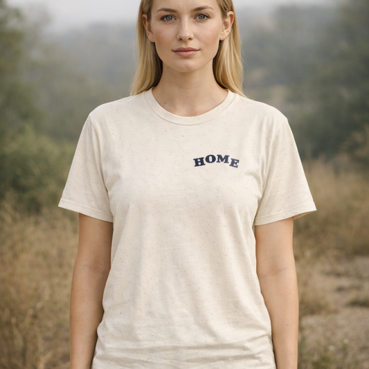 Home, Is Where The Heart Is,  Chest Tee — Minimalist 'HOME' Graphic T-Shirt