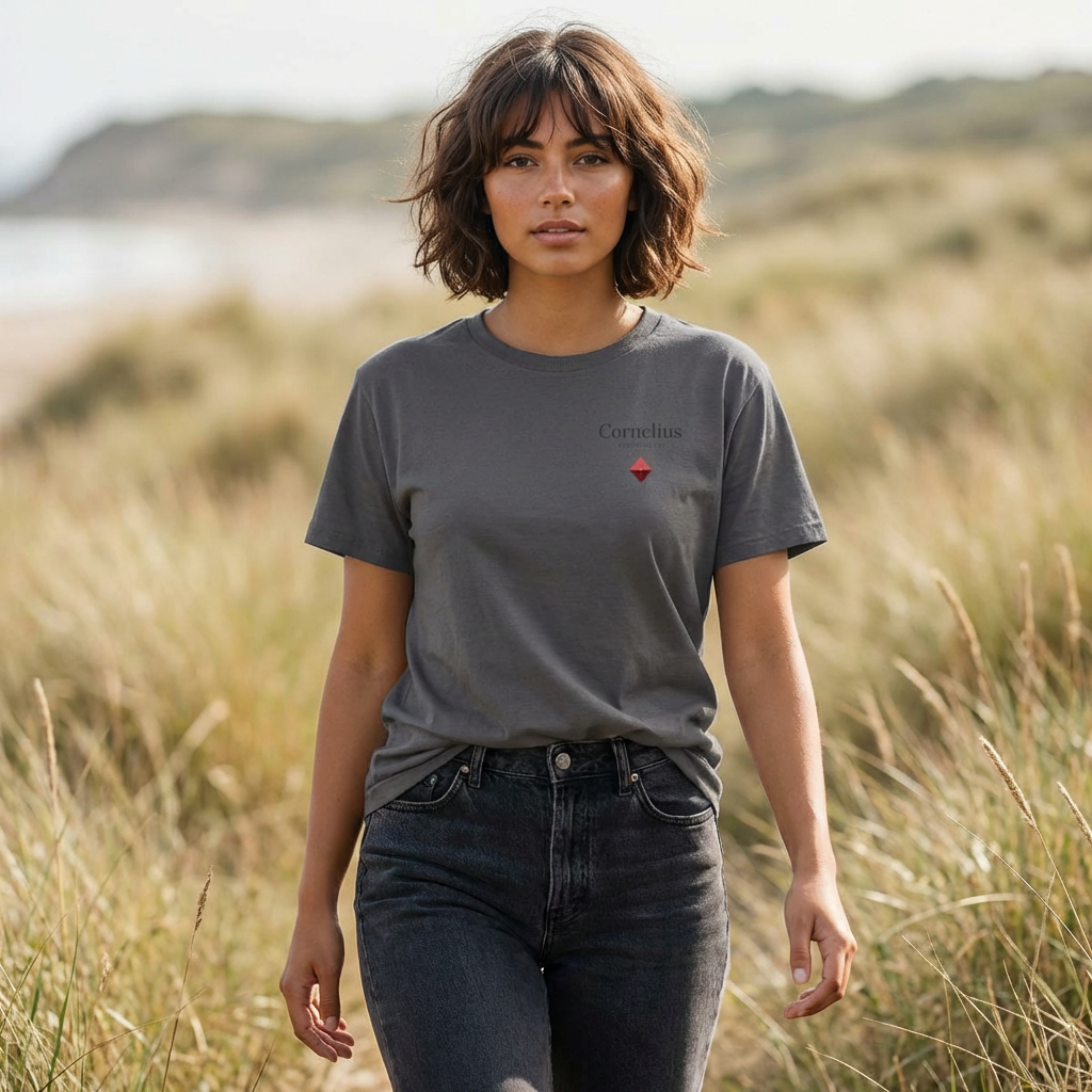 Cornelius Jersey City Logo Tee — Small Red Diamond Chest Print