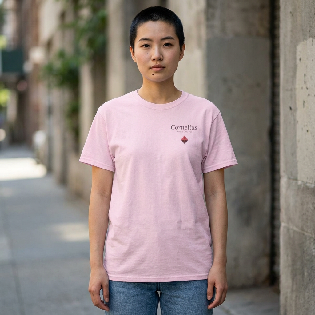 Cornelius Jersey City Logo Tee — Small Red Diamond Chest Print