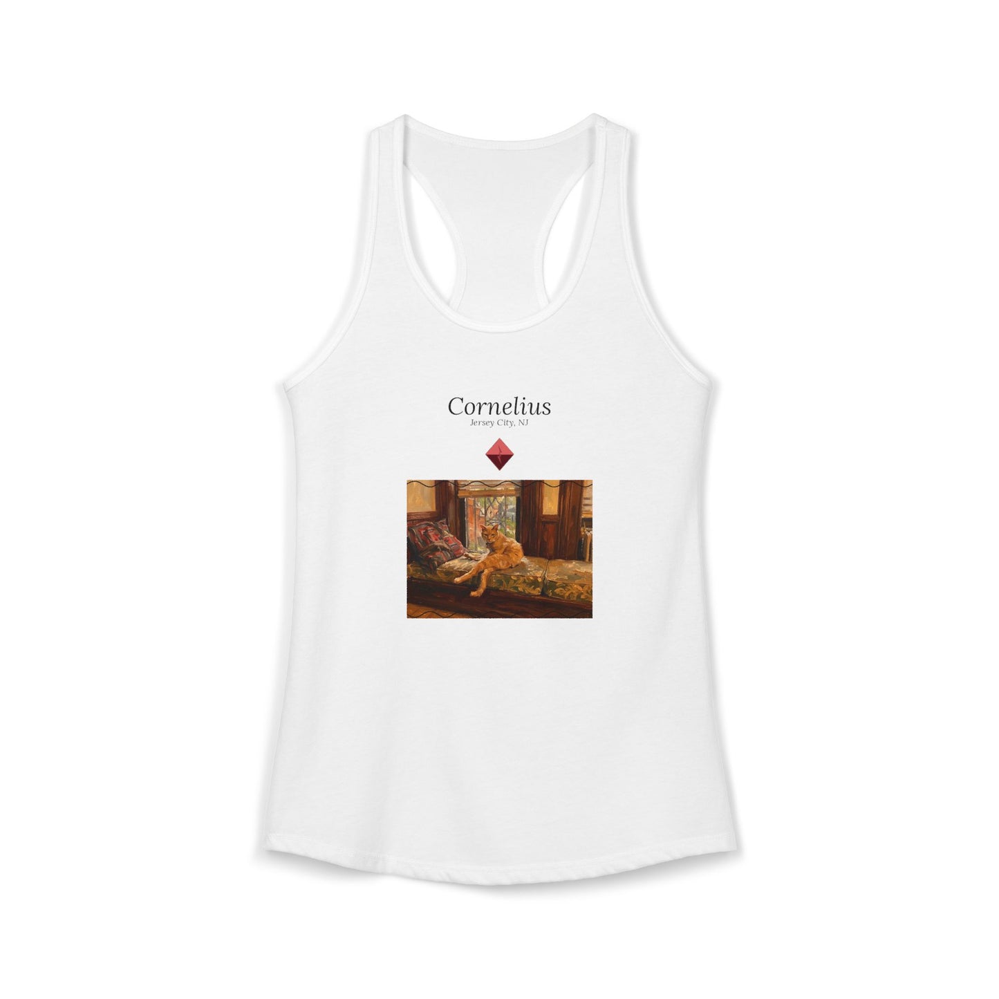 Cornelius Cat at Rainy Window Racerback Tank