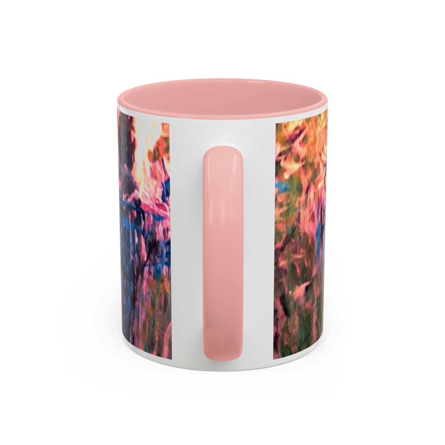 Van Vorst Park Floral Coffee Mug — Painterly Blue & Pink Accent (11/15 oz)