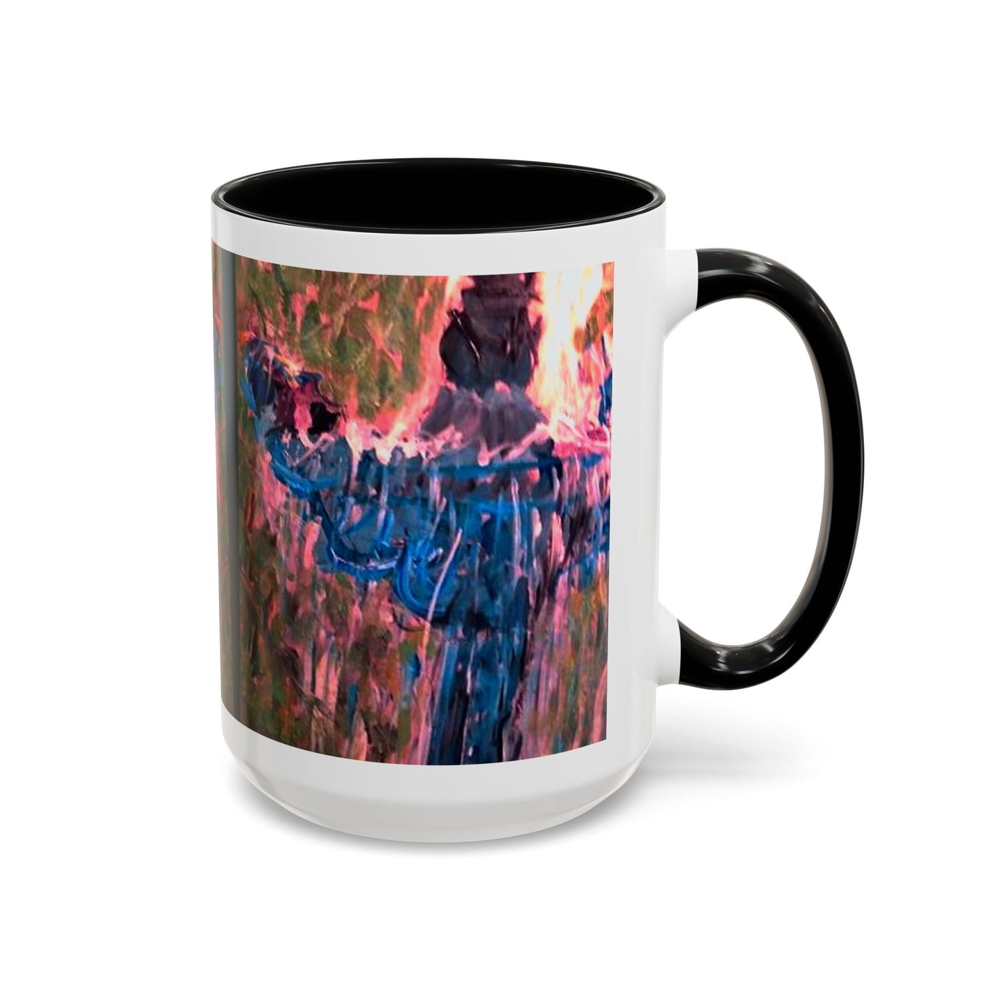 Van Vorst Park Floral Coffee Mug — Painterly Blue & Pink Accent (11/15 oz)