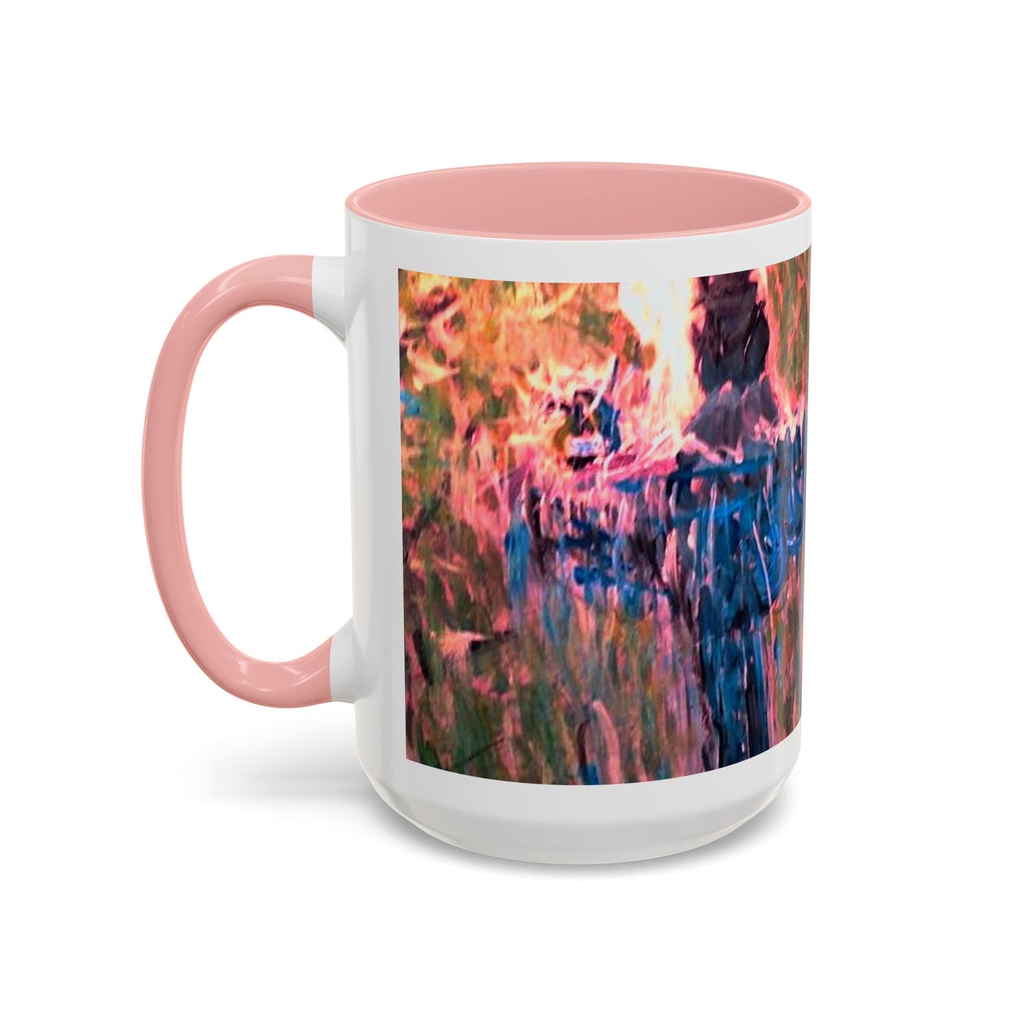 Van Vorst Park Floral Coffee Mug — Painterly Blue & Pink Accent (11/15 oz)