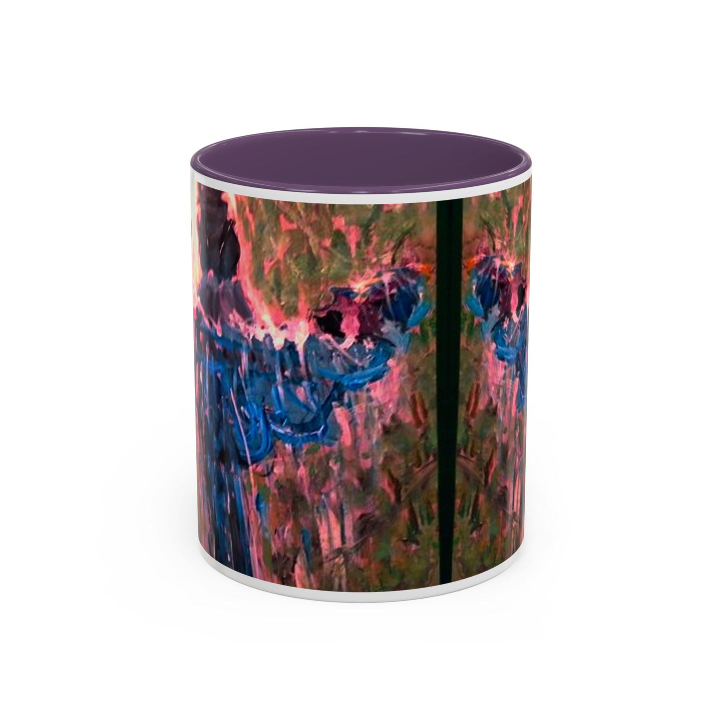 Van Vorst Park Floral Coffee Mug — Painterly Blue & Pink Accent (11/15 oz)