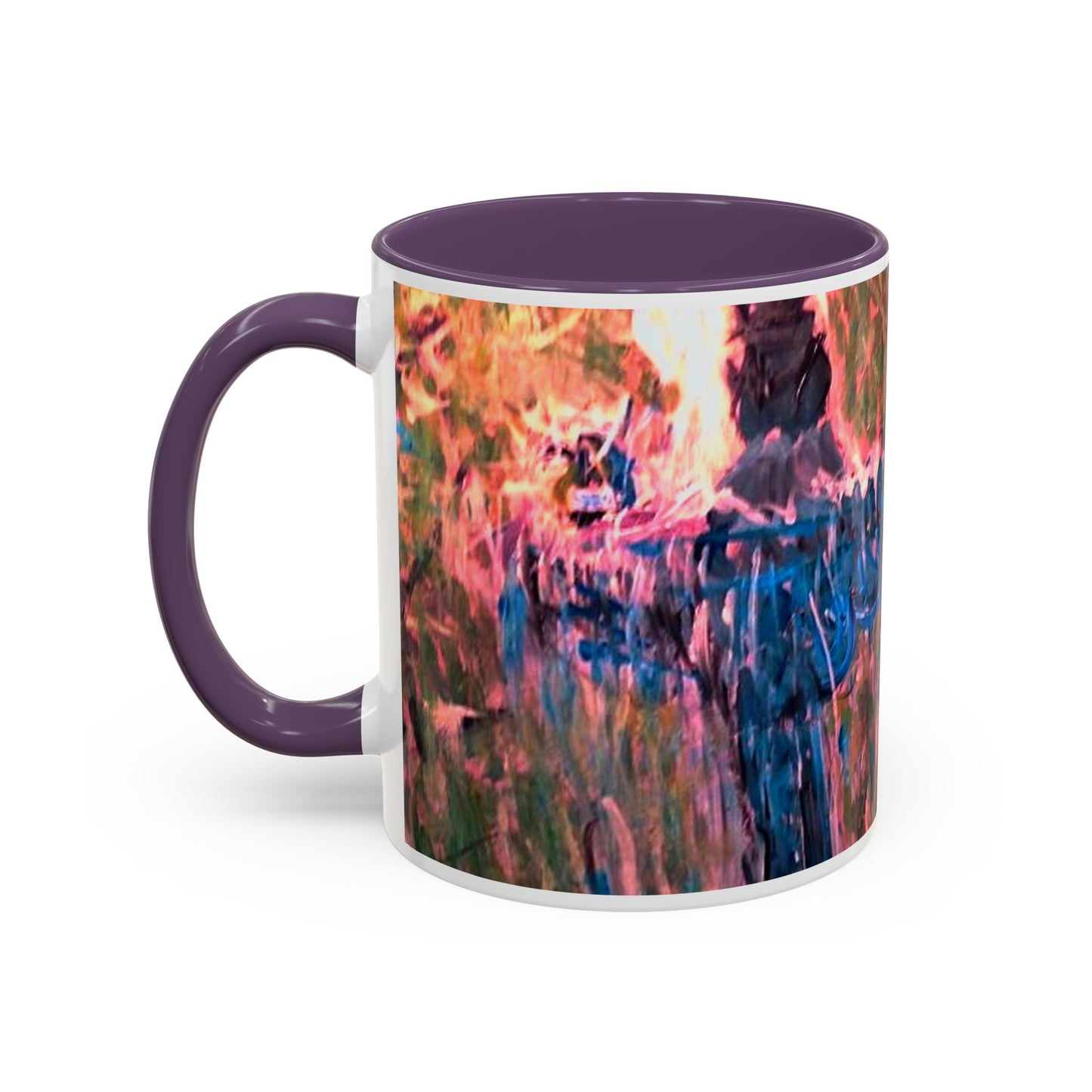 Van Vorst Park Floral Coffee Mug — Painterly Blue & Pink Accent (11/15 oz)
