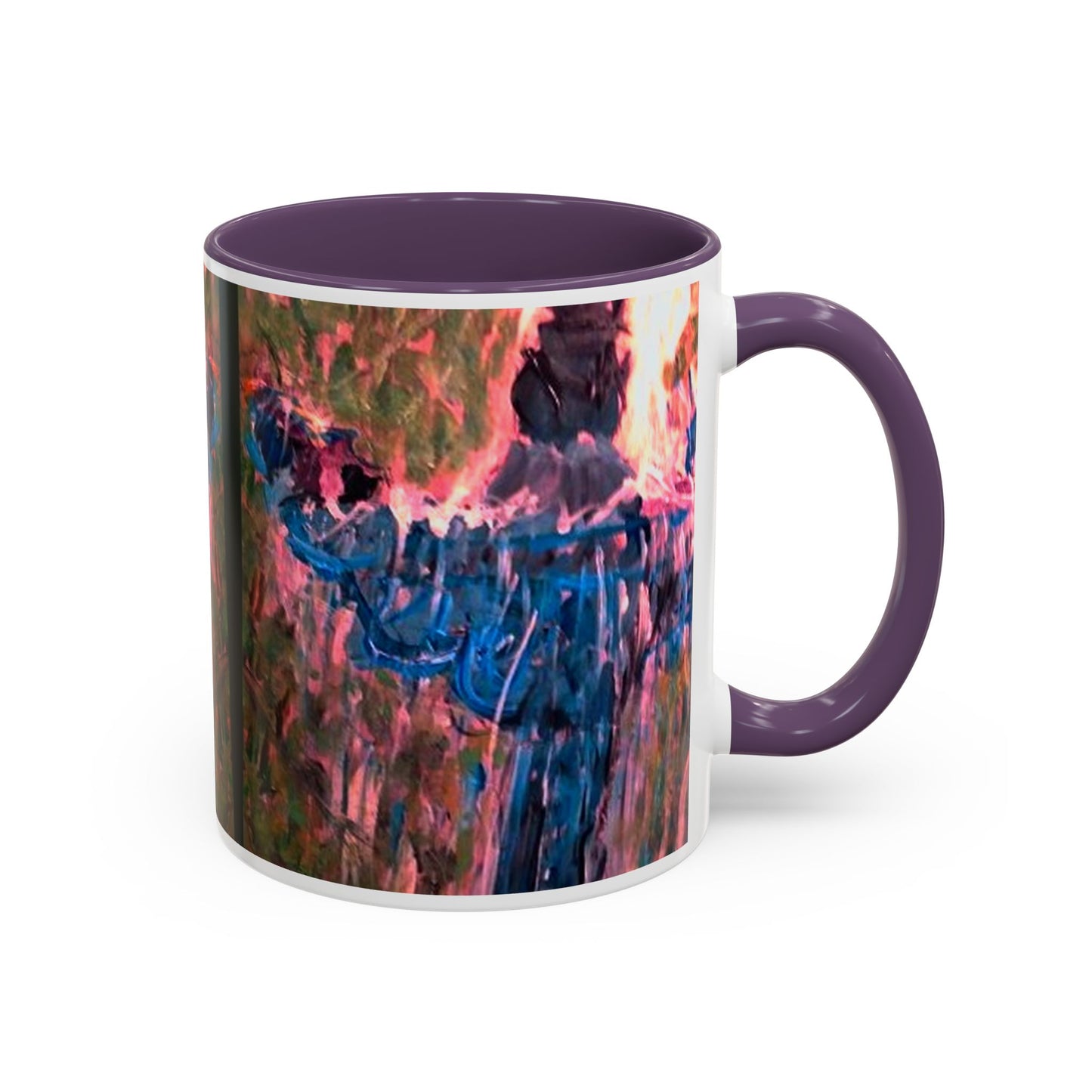 Van Vorst Park Floral Coffee Mug — Painterly Blue & Pink Accent (11/15 oz)