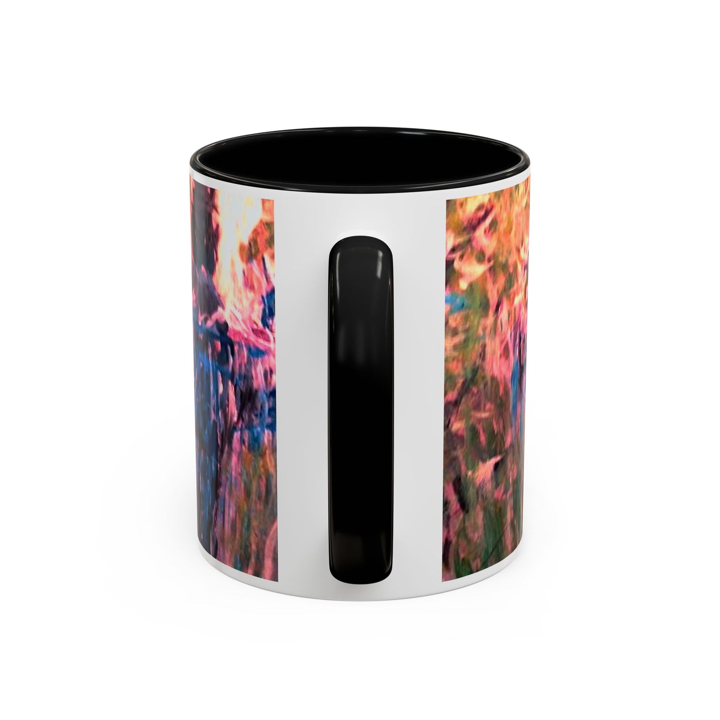 Van Vorst Park Floral Coffee Mug — Painterly Blue & Pink Accent (11/15 oz)