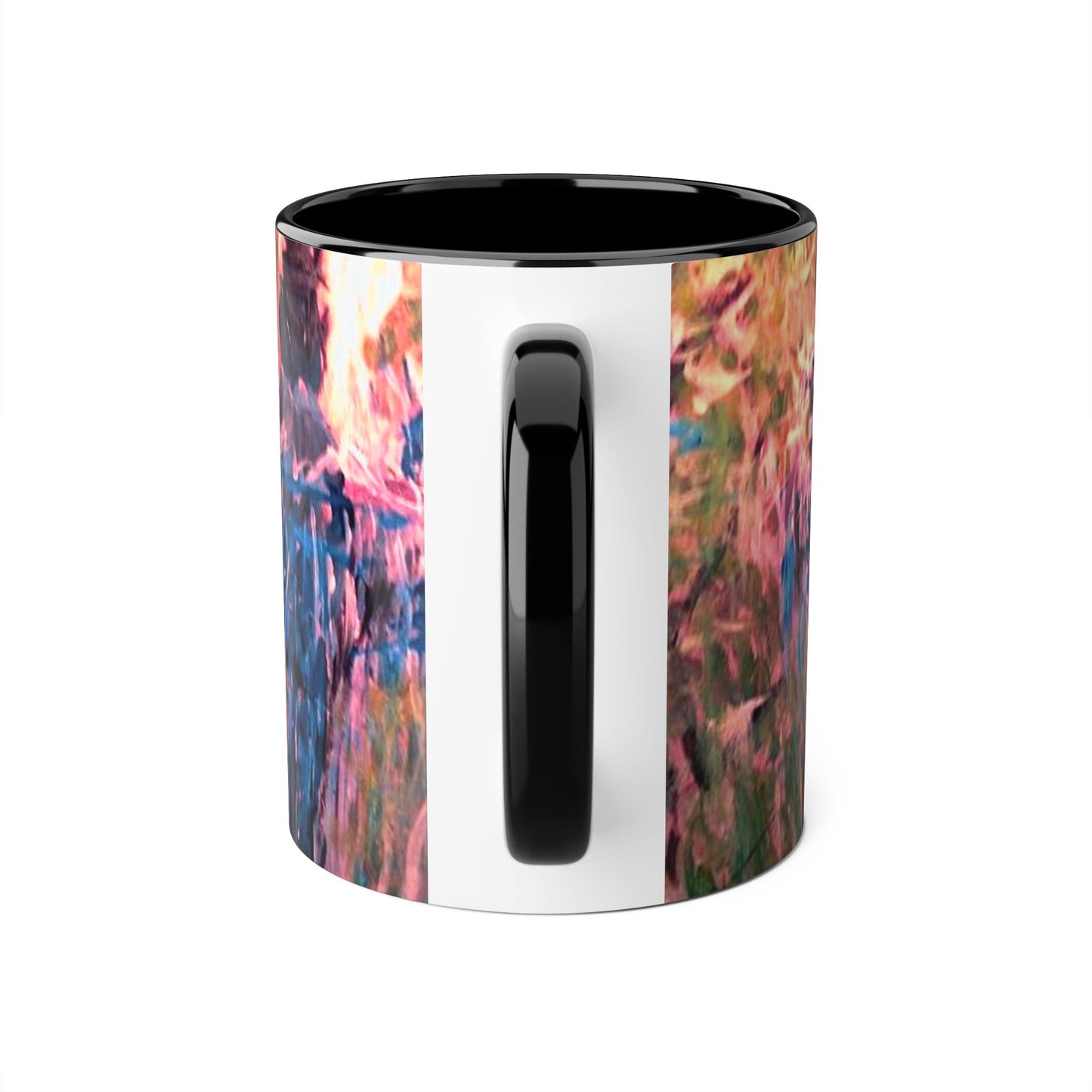 Fountain at Van Vorst Park - Abstract Colorwash Accent Mug — Vibrant Pink & Blue Art Coffee Cup (11oz)