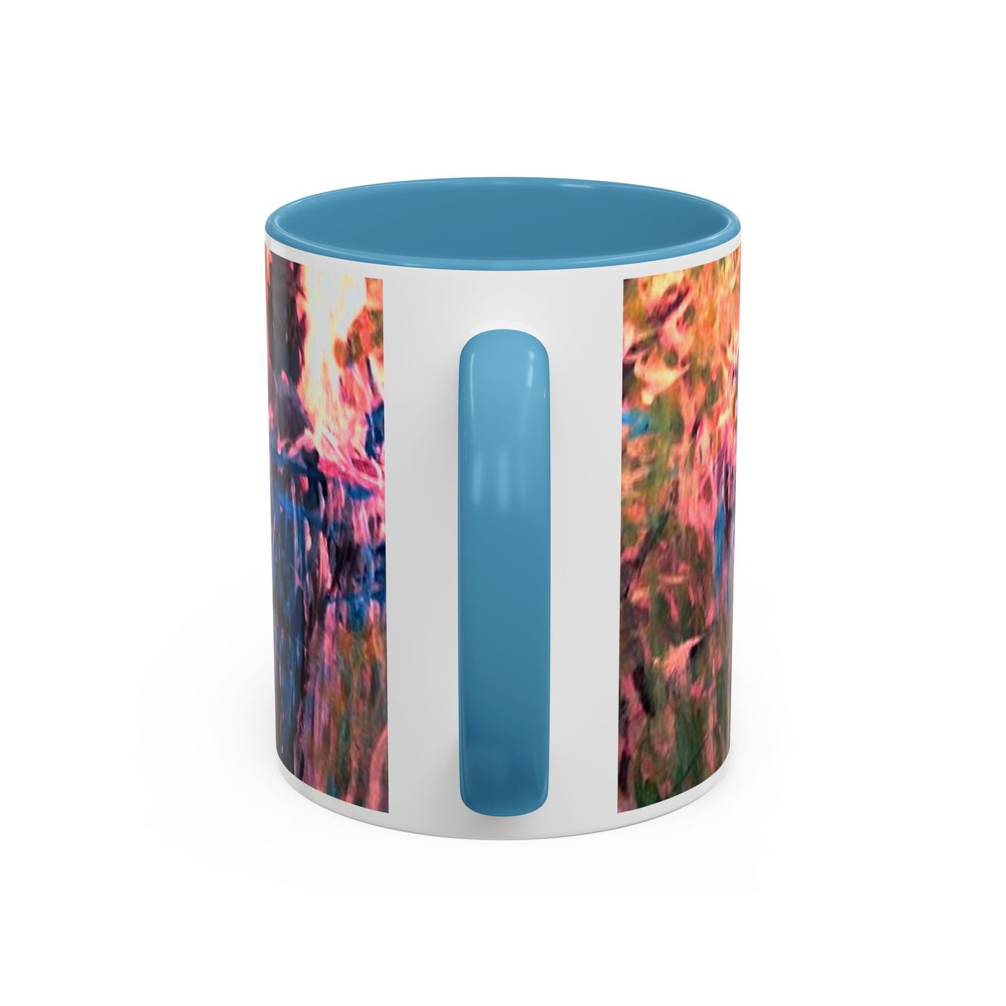 Van Vorst Park Floral Coffee Mug — Painterly Blue & Pink Accent (11/15 oz)