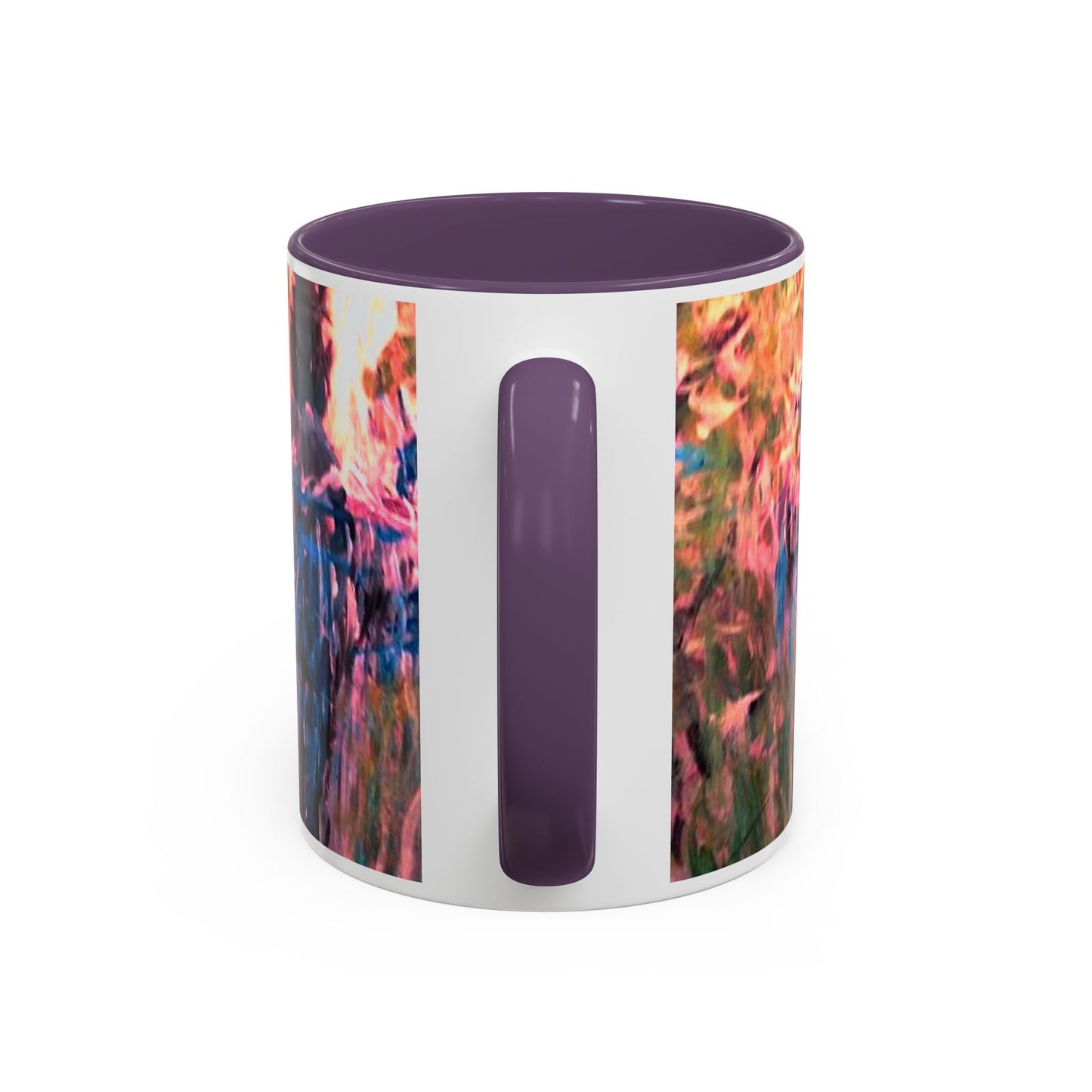 Van Vorst Park Floral Coffee Mug — Painterly Blue & Pink Accent (11/15 oz)