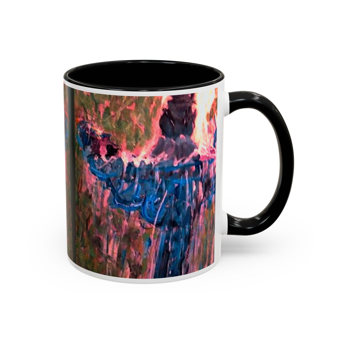 Van Vorst Park Floral Coffee Mug — Painterly Blue & Pink Accent (11/15 oz)