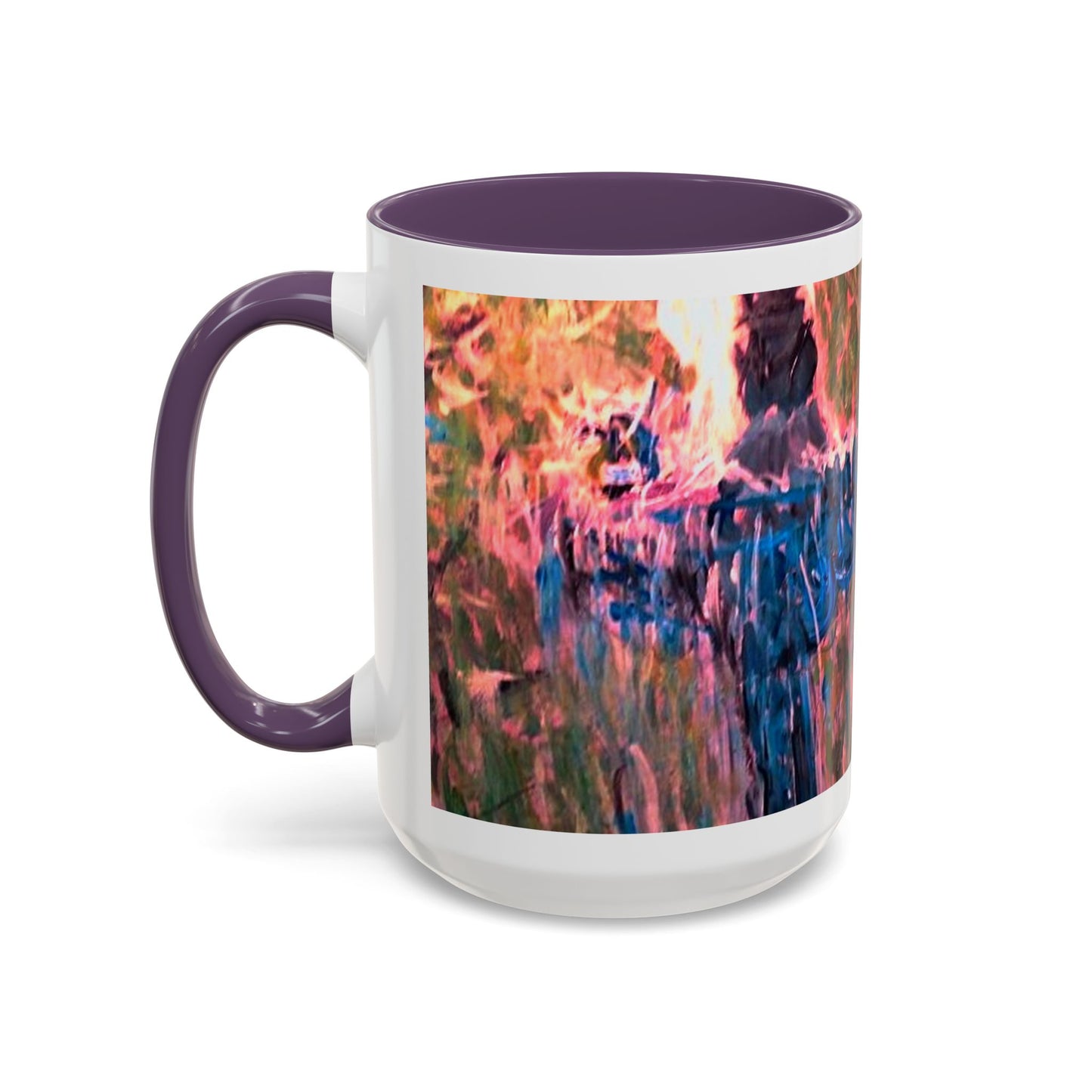 Van Vorst Park Floral Coffee Mug — Painterly Blue & Pink Accent (11/15 oz)