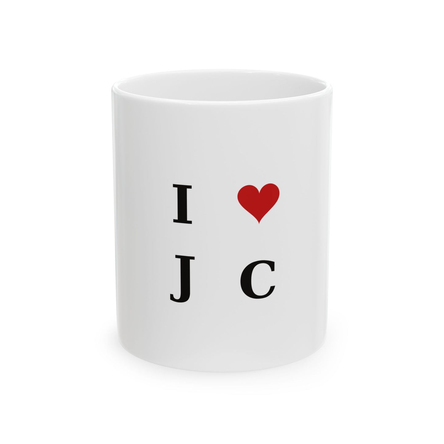 I  Love JC Ceramic Mug — Love J C Initials Coffee Cup (11oz, 15oz)