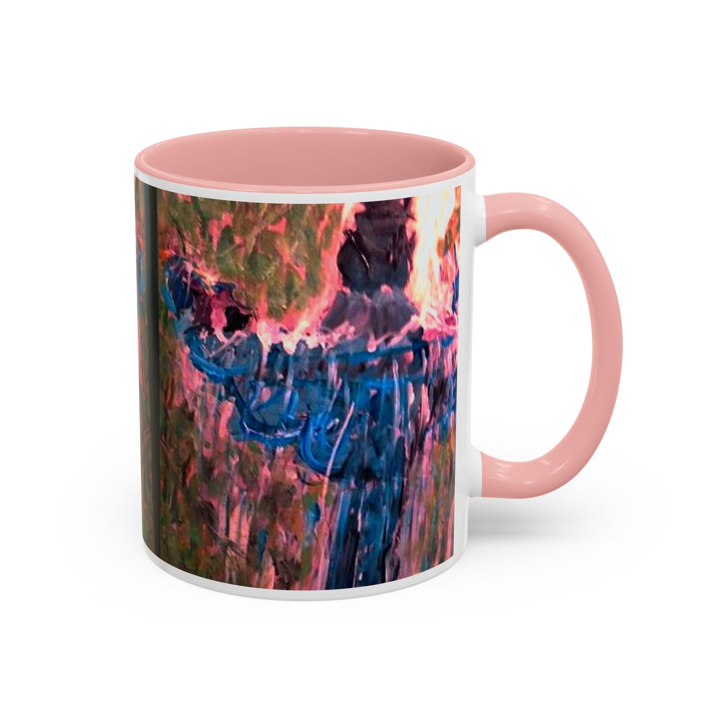 Van Vorst Park Floral Coffee Mug — Painterly Blue & Pink Accent (11/15 oz)