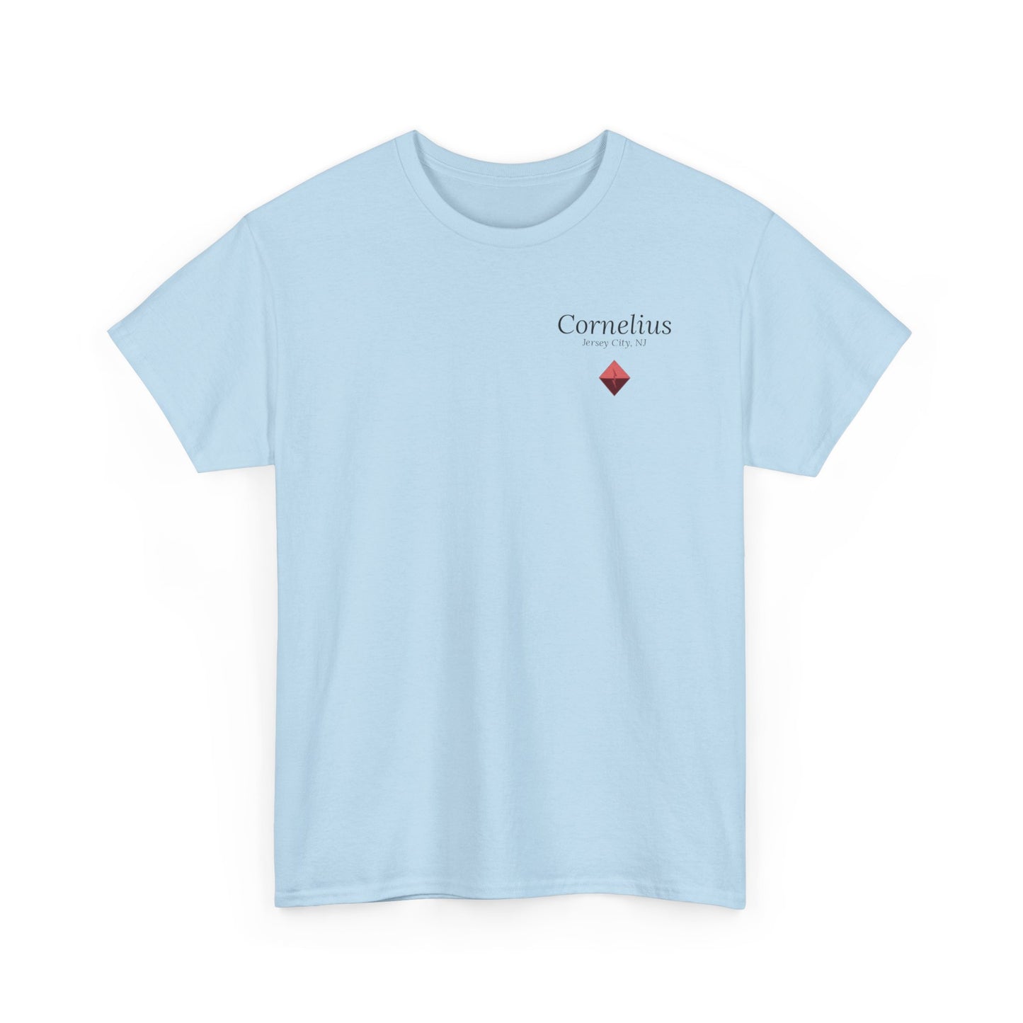 Cornelius Jersey City Logo Tee — Small Red Diamond Chest Print