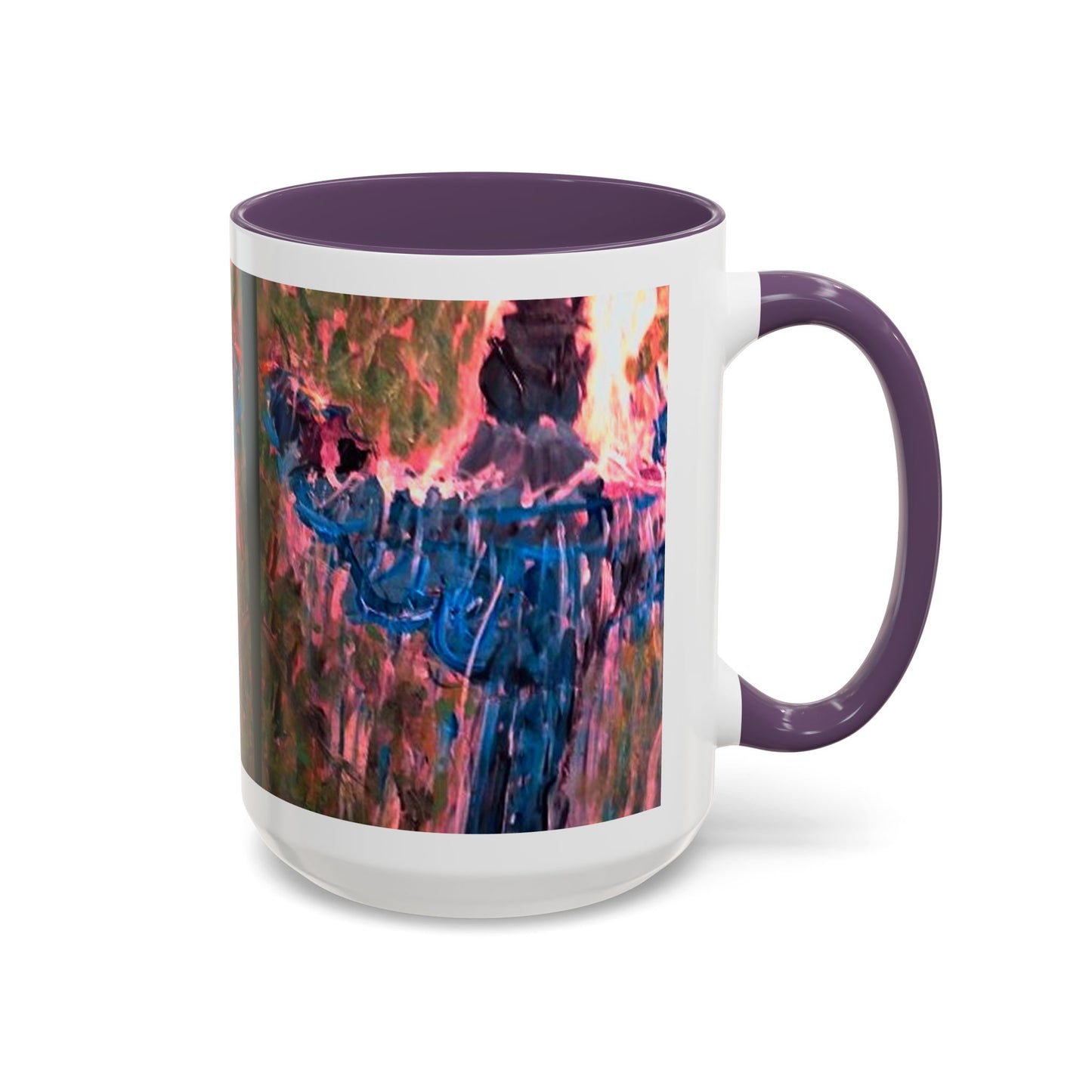 Van Vorst Park Floral Coffee Mug — Painterly Blue & Pink Accent (11/15 oz)