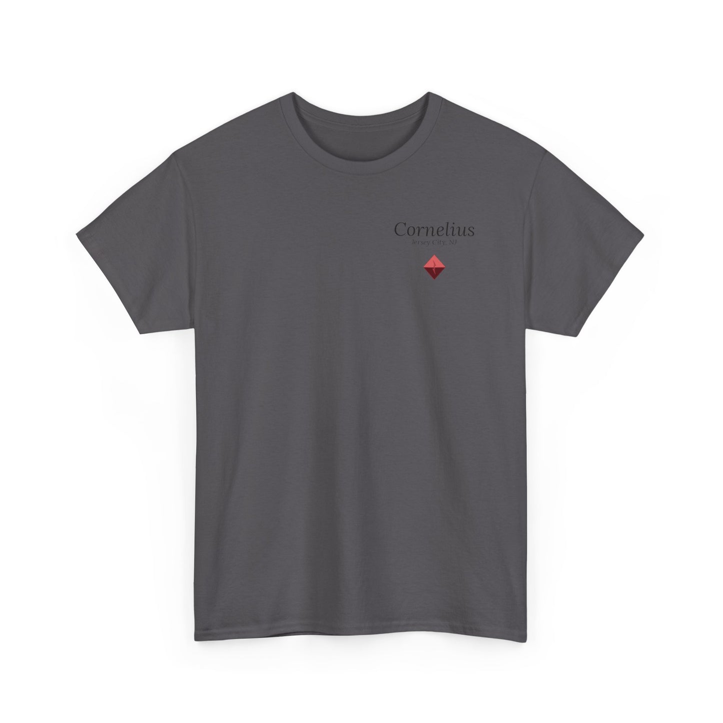 Cornelius Jersey City Logo Tee — Small Red Diamond Chest Print